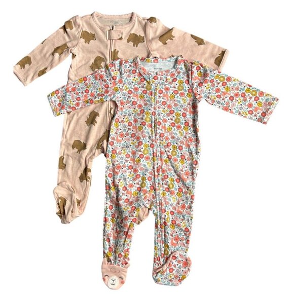 Simple Joys by Carter's Baby Girls' Cotton Footed Sleep and Play  2-Pack 6-9M - Picture 2 of 5